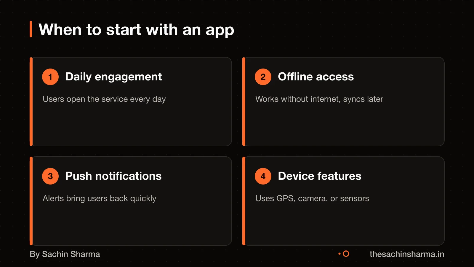 Four blocks showing daily use, offline access, push alerts, and device features