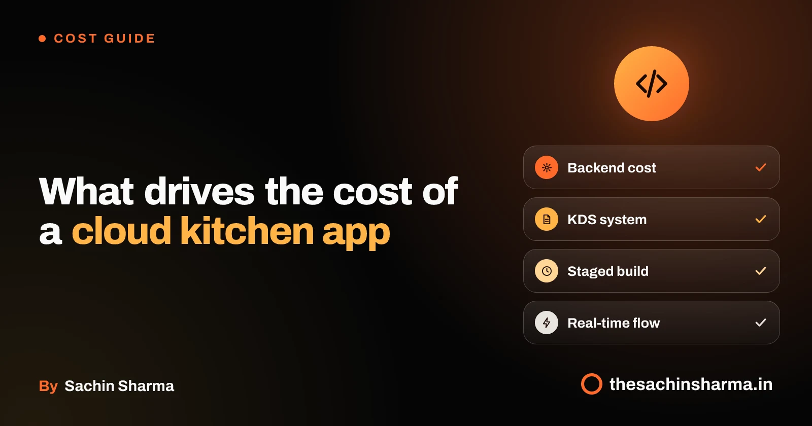 Central code icon with four chips: backend, KDS, staging and real-time