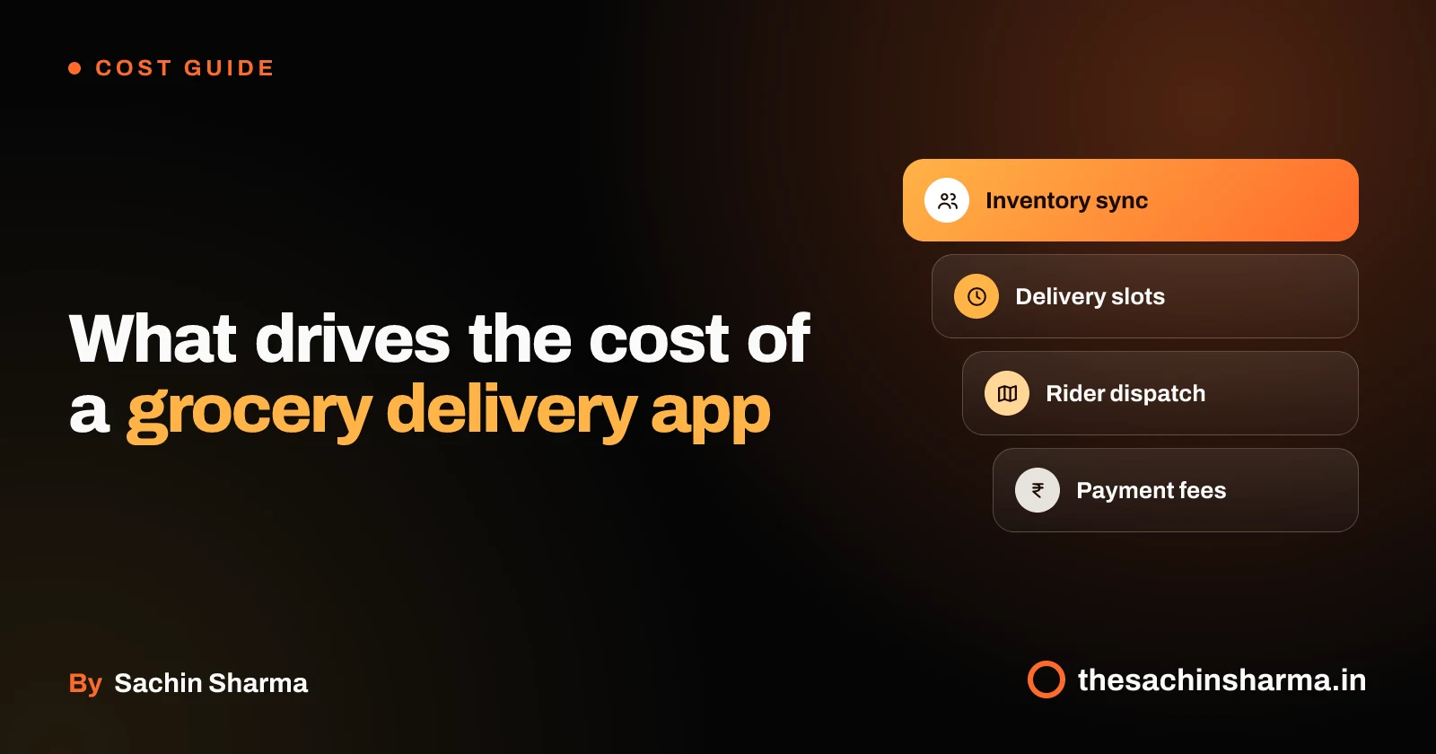 Stacked layers showing inventory, delivery, rider, and payment systems in a delivery app