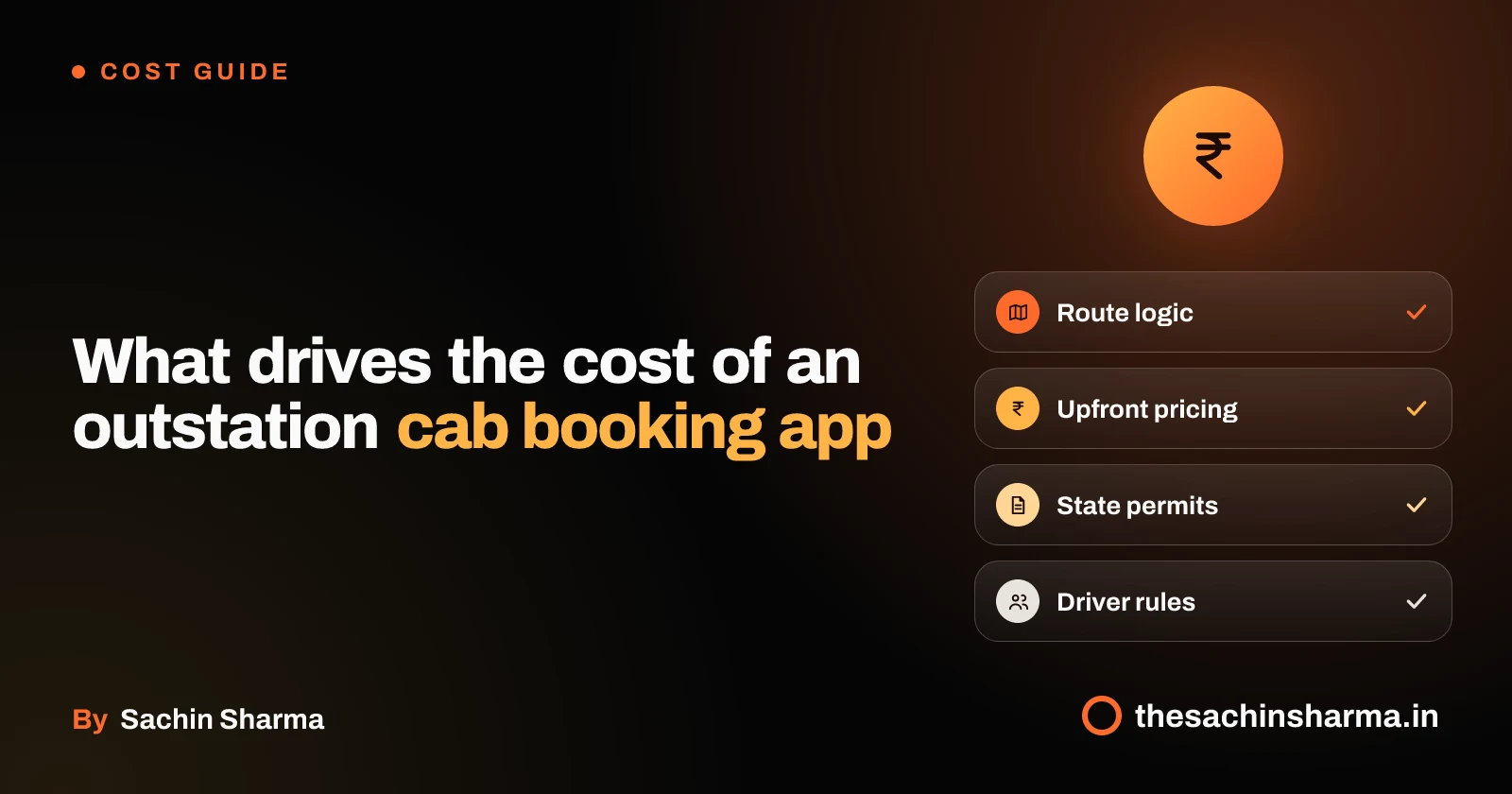 Premium isometric artwork showing an outstation cab with route, price tag, permit, and driver checklist