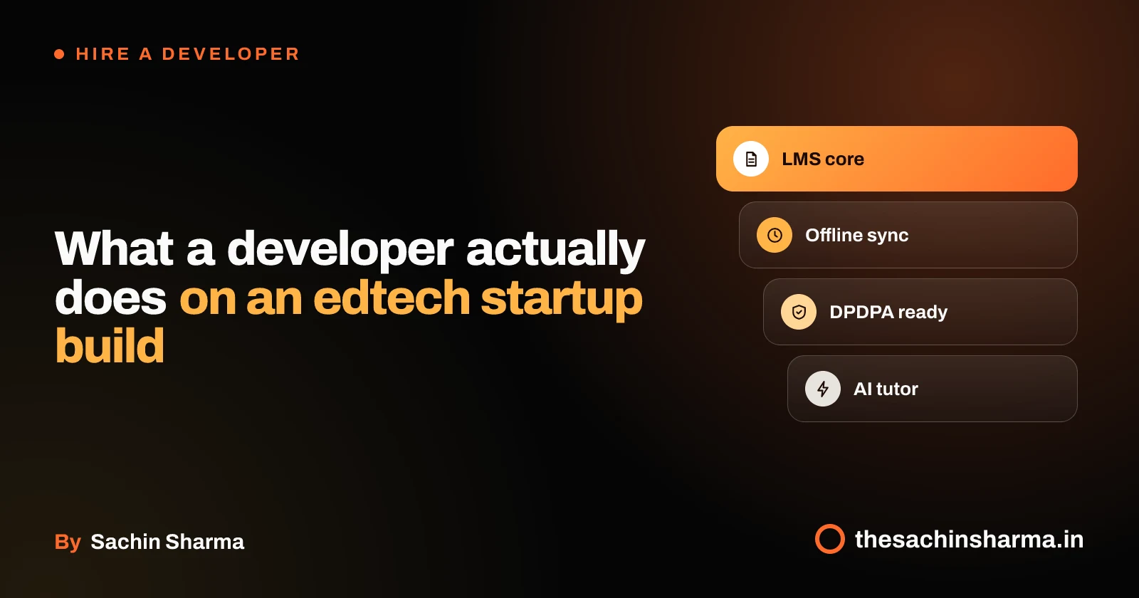 Stacked layers of an edtech app with users, offline sync, security, and AI features