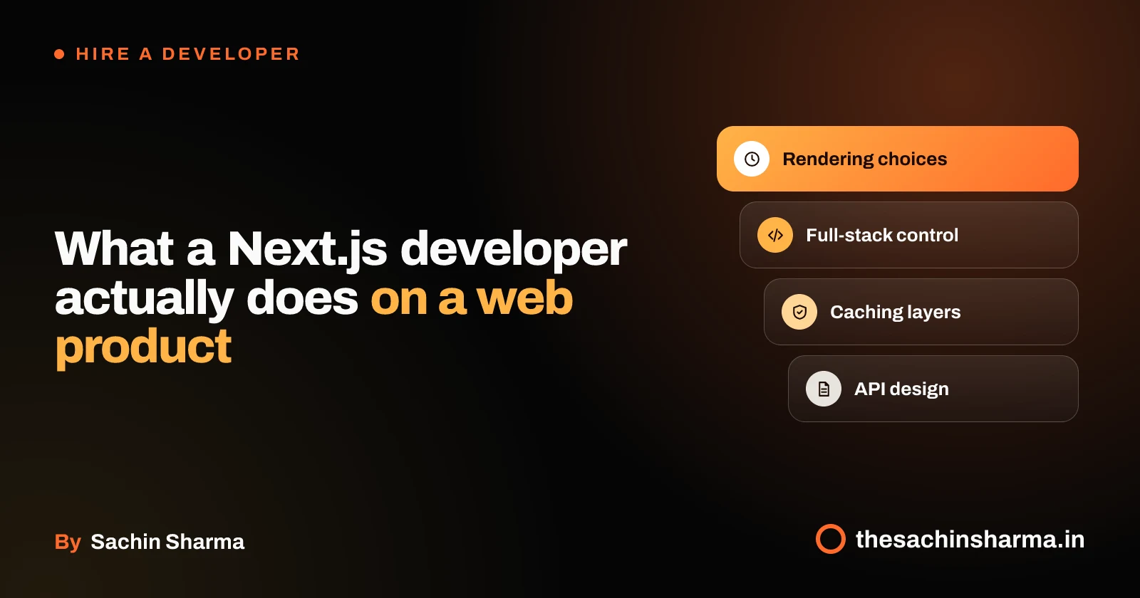 Stacked layers with a central cog showing the technical depth of a Next.js developer's role